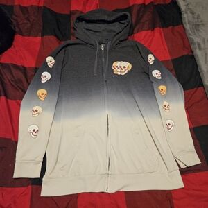 Torrid Dark Gray Skull Zip-Up Hoodie